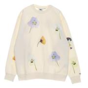 Crew Neck Spesialfleece Blomstertrykk