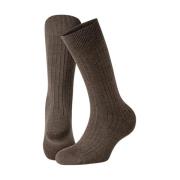 Brown Melange Panos Emporio Calle Premium Mercerized Wool Rib Sokker