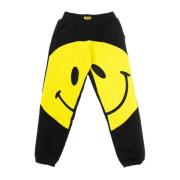 Smiley Svart/Gul Sweatpants Elastisk Midje