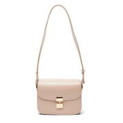 Elegant Beige Rose Skinn Crossbody-veske