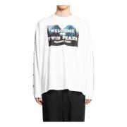 Grafisk Print Hvit Sweatshirt