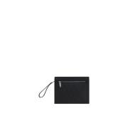 Elegant Skinn Clutch Bag med Gancini Tekstur