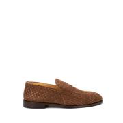 Casual Penny Loafer i Vevd Semsket Skinn