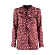 Tie Print Langermet Bluse