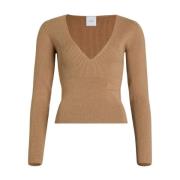 Beige Ull V-Hals Genser