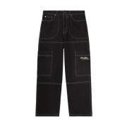 Svarte Jeans med Brodert Logo