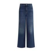 Wide-Leg Lær Patch Jeans