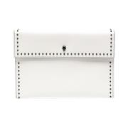 Ivory Lær Studded Clutch Veske