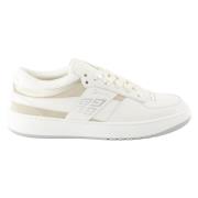 Hvit Beige Skinn Semsket Sneakers