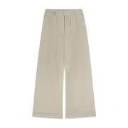 Beige Bomull Wide Leg Bukser