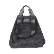 Sort Manzini Black Montecristo Large Straw Bag Vesker