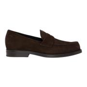 Mørkebrune skinnloafers