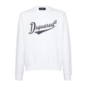 Hvit Logo Print Crew Neck Sweater