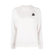 Ecru Logo Print Crew Neck Sweatshirt