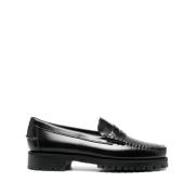 Svarte skinn slip-on sandaler