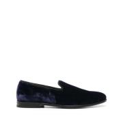 Marineblå Velvet Slip-On Sko