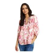 Blush Rose 3/4 Erme V-Hals Bluse