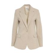 Beige Enkeltspent Blazer Chic Stil