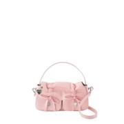 Rosa skinn Crossbody veske med flere lommer