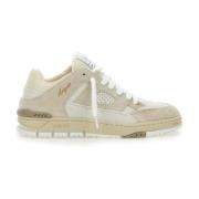 Beige Fluffy Leather Sneakers