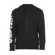 Bomull Zip-Up Sweatshirt med Brodert Logo