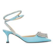 Satin Slingback Pumps med Rhinestone Dekorasjon