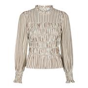 Brun Neo Noir Neo Noir Brun Bluse Possa Twin Stripe Smock Blouse Bluse