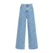 Høy Midje Wide Leg Jeans Blå