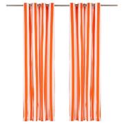 vidaXL Gardiner med metallringer 2 stk stoff 140x245 cm oransje stripe...