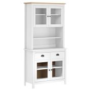 vidaXL Highboard Hill hvit 90x40x180 cm heltre furu