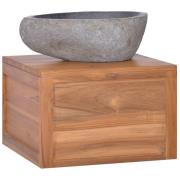 vidaXL Veggmontert baderomsskap 45x45x30 cm heltre teak