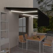 vidaXL Manuell uttrekkbar markise med rullegardin LED 6x3 m antrasitt