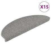 vidaXL Selvklebende trappematter sisal-utseende 15 stk 65x21x4 gråbrun