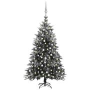 vidaXL Kunstig juletre med LED kulesett flokket snø 240 cm PVC og PE