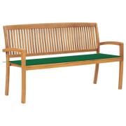 vidaXL Stablebenk med pute 159 cm heltre teak