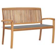 vidaXL Stablebenk med pute 128,5 cm heltre teak