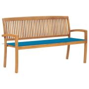 vidaXL Stablebenk med pute 159 cm heltre teak