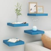 vidaXL Flytende vegghyller 4 stk blå 23x23,5x3,8 cm MDF