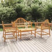 vidaXL Hagesofagruppe 4 deler heltre teak