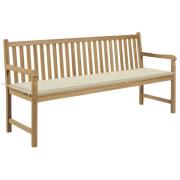 vidaXL Hagebenk med kremhvit pute 175 cm heltre teak