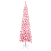 vidaXL Forhåndsbelyst slankt juletre rosa 180 cm