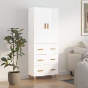 vidaXL Highboard høyglans hvit 70x34x180 cm konstruert tre