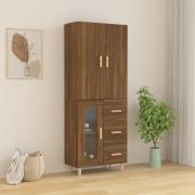 vidaXL Highboard brun eik 69,5x34x180 cm konstruert tre