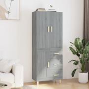 vidaXL Highboard grå sonoma 69,5x34x180 cm konstruert tre