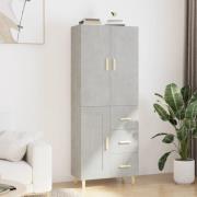 vidaXL Highboard betonggrå 69,5x34x180 cm konstruert tre