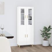 vidaXL Highboard høyglans hvit 69,5x34x180 cm konstruert tre