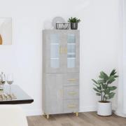 vidaXL Highboard betonggrå 69,5x34x180 cm konstruert tre