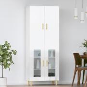 vidaXL Highboard høyglans hvit 69,5x34x180 cm konstruert tre