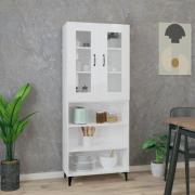 vidaXL Highboard høyglans hvit 69,5x34x180 cm konstruert tre