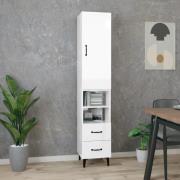 vidaXL Highboard høyglans hvit 34,5x34x180 cm konstruert tre